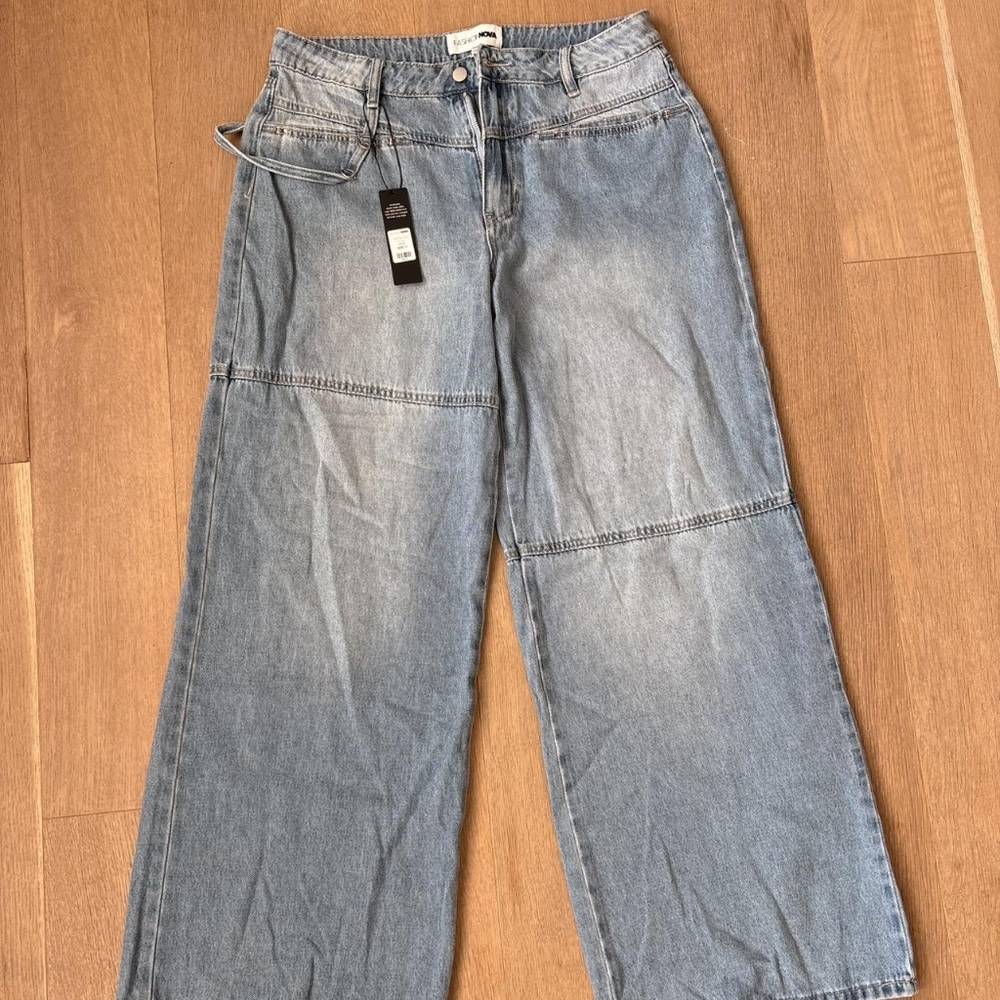 Fashion Nova Light Blue Wide Leg Jeans